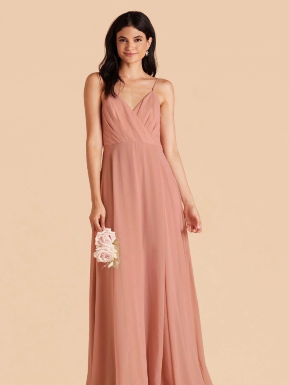 Birdy Grey Kaia Chiffon Bridesmaid Dress Dusty Rose Size Large NWT